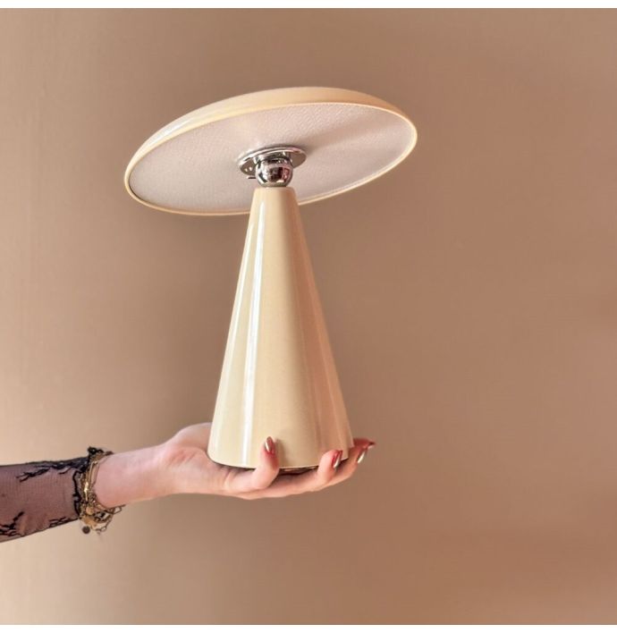 Tafellamp Mush LED op accu beige