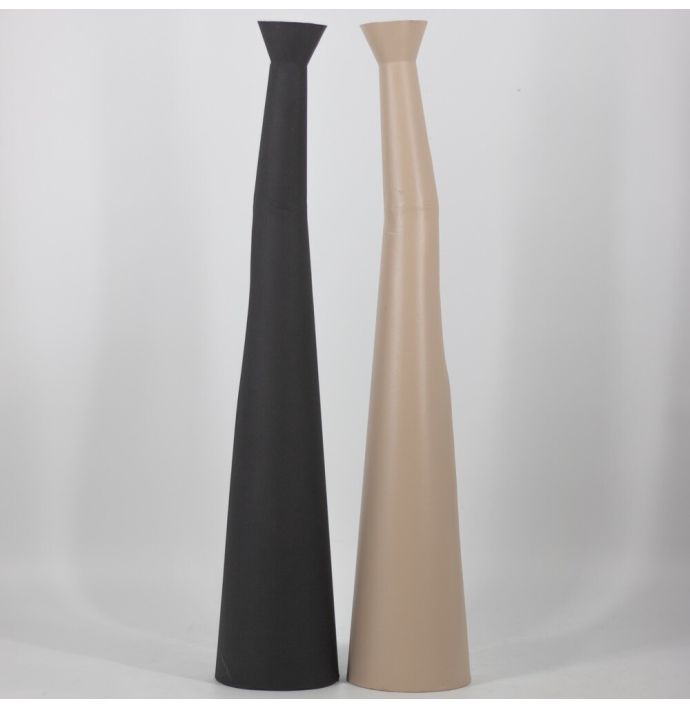 Metalen lange vaas black texture