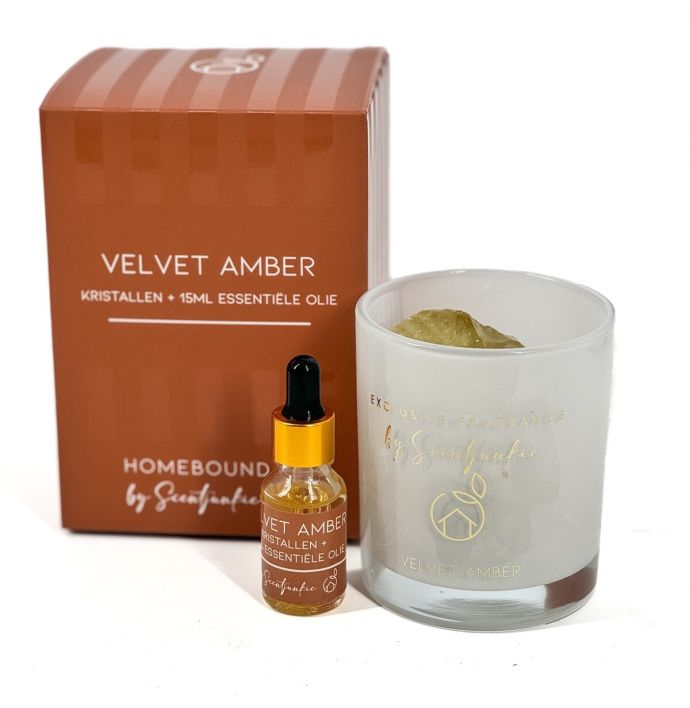 Geur kristal met 15ml essentiële olie 'Velvet amber'