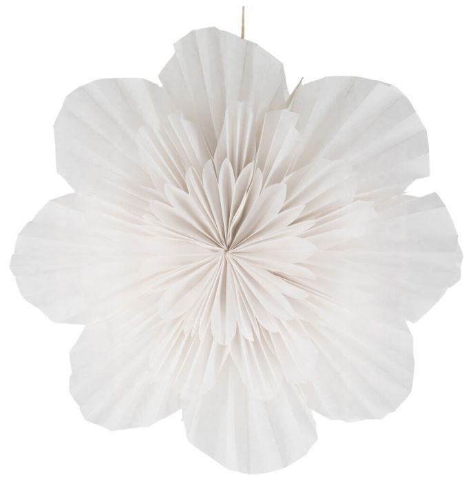 Kerstster flower 40cm wit met pendel