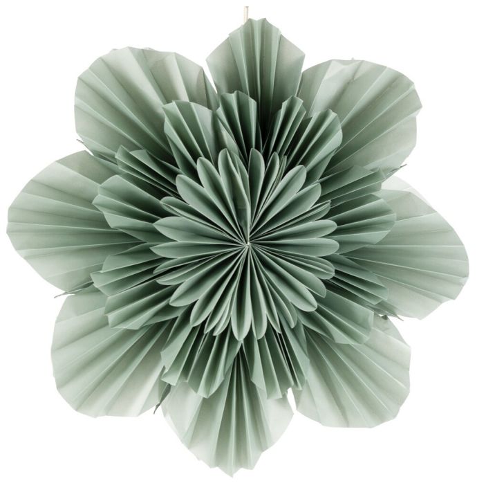 Kerstster flower 40cm turquoise met pendel