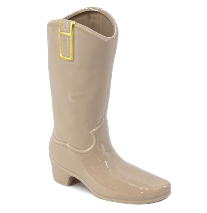 Aardewerk vaas cowboy laars zand 