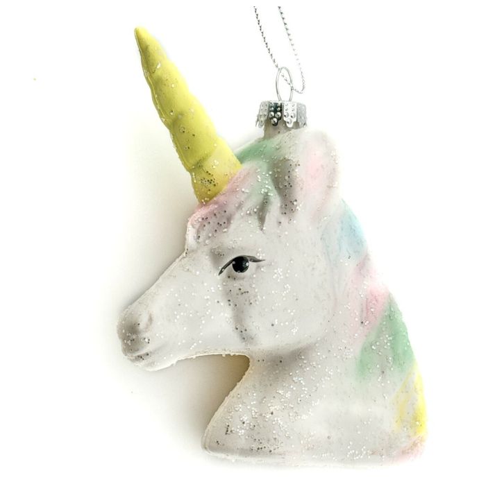 Kerstbal hanger unicorn pastel