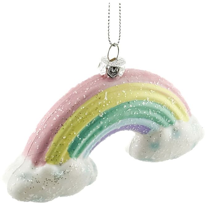 Kerstbal hanger regenboog pastel