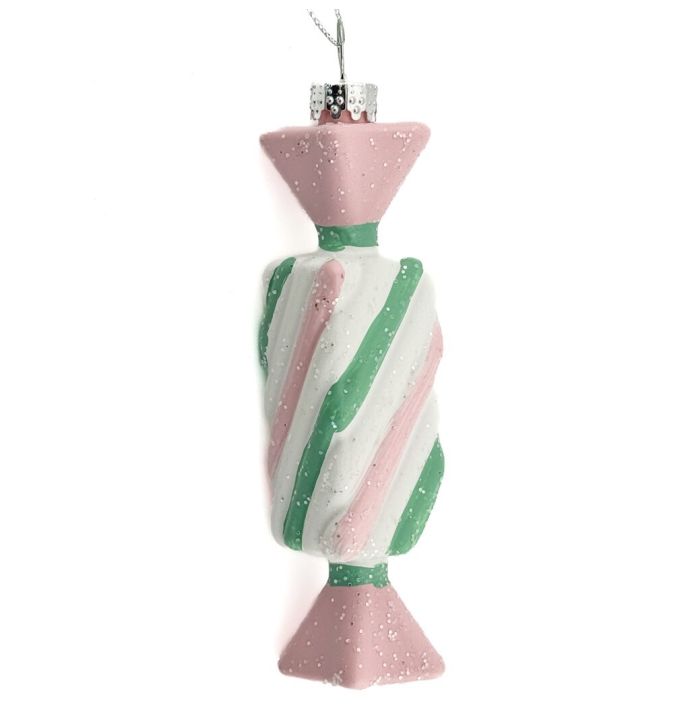 Kerstbal hanger snoepje pastel