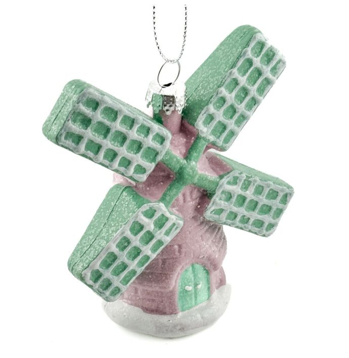 Kerstbal hanger windmolen pastel
