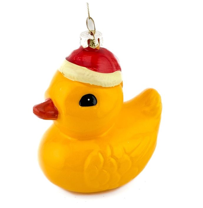 Kersthanger badeendje met muts