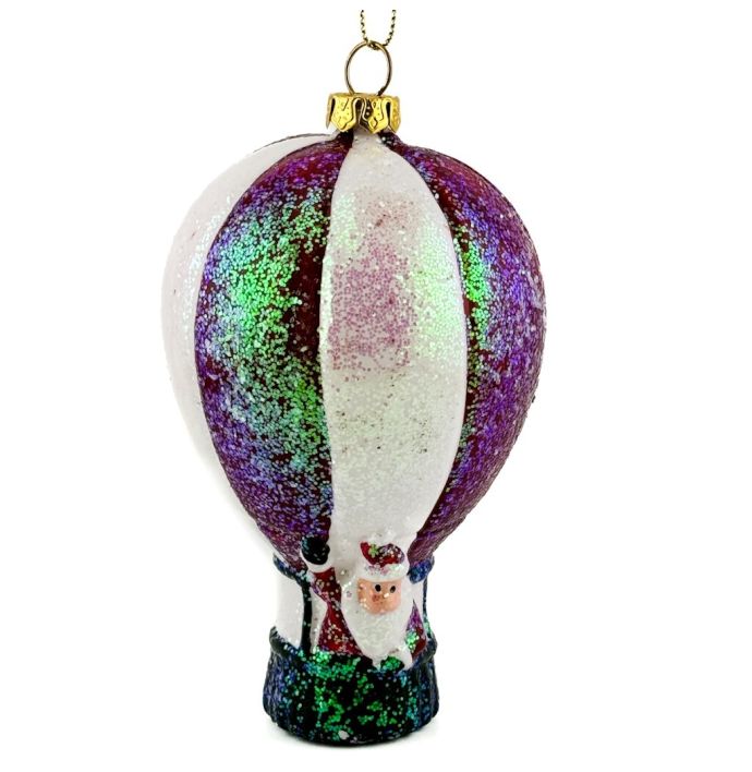Kersthanger kerstman in luchtballon