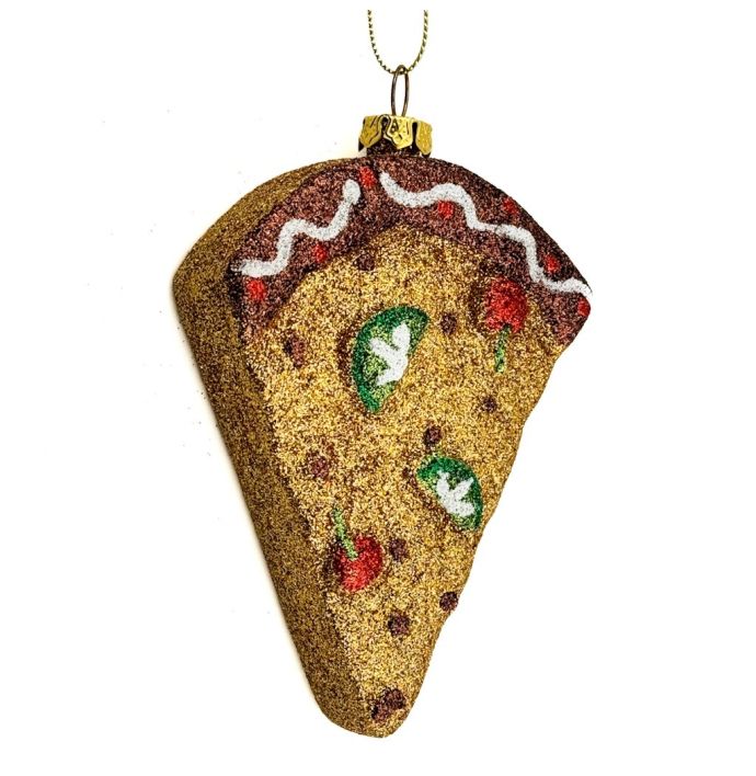 Kersthanger pizza glitter