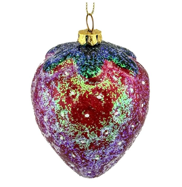 Kersthanger aardbei glitter