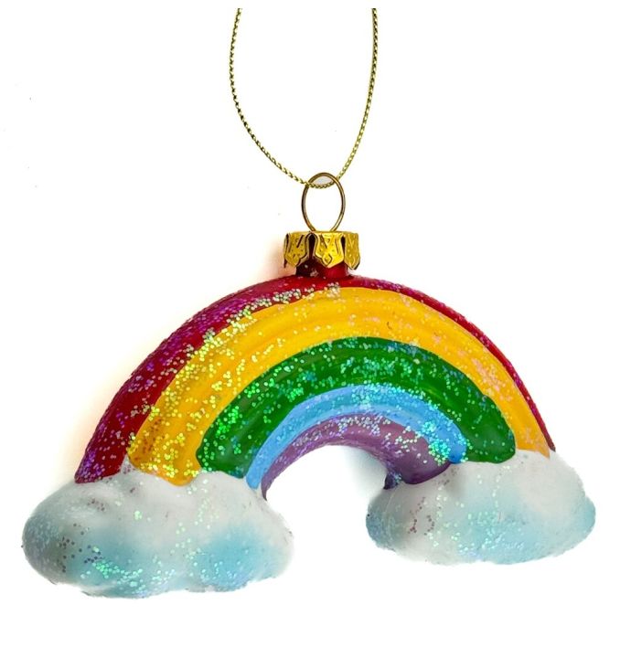 Kersthanger regenboog glitter