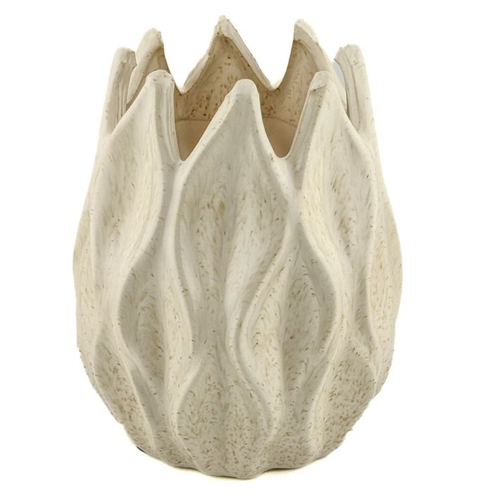 Aardewerk vaas flower beige