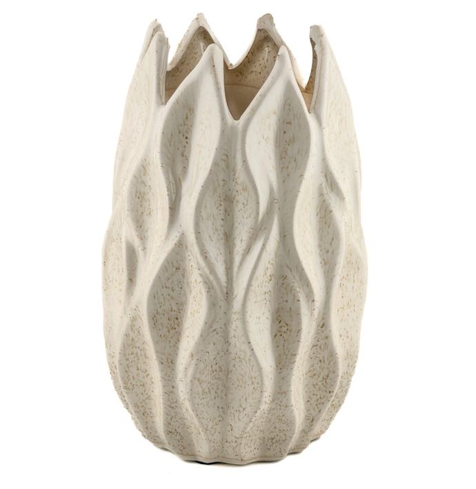 Aardewerk vaas flower beige