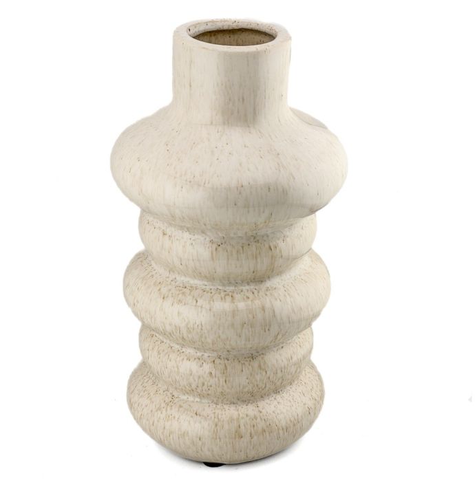 Aardewerk pebbles vaas beige