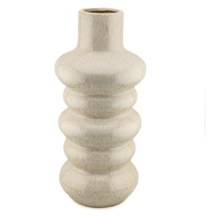 Aardewerk pebbles vaas beige