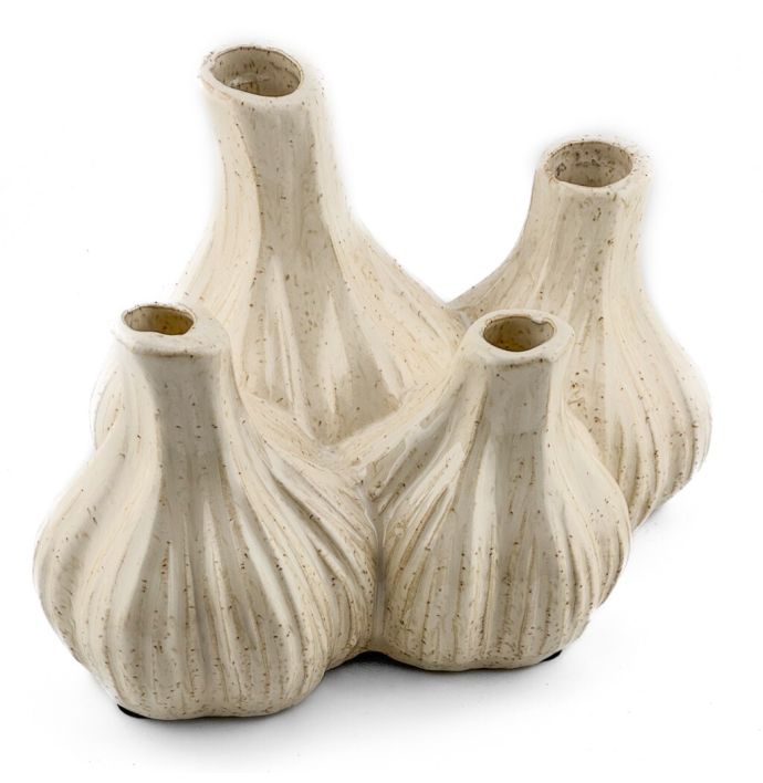 Aardewerk tulpenvaas garlic beige