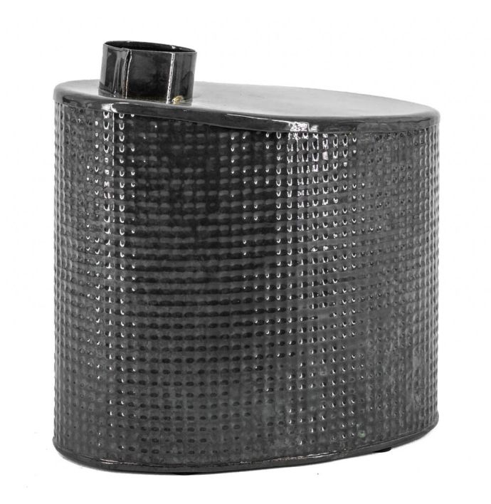 Metalen vaas ovaal blue stone