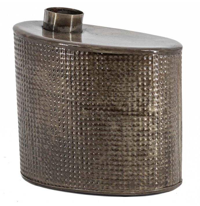 Metalen vaas ovaal pink stone