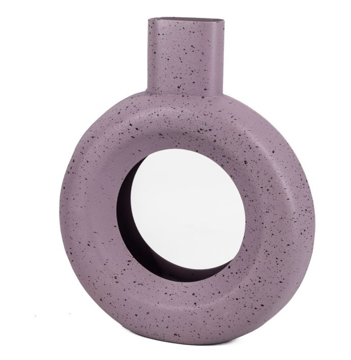 Metalen donut vaas lila dots