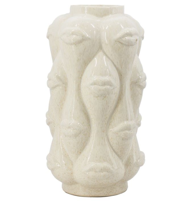 Aardewerk vaas lips beige