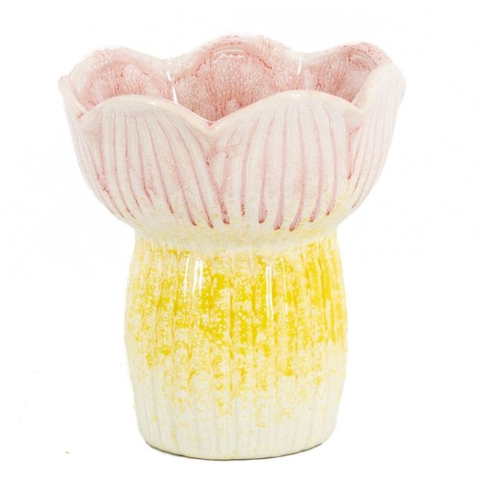 Aardewerk vaas tulp roze