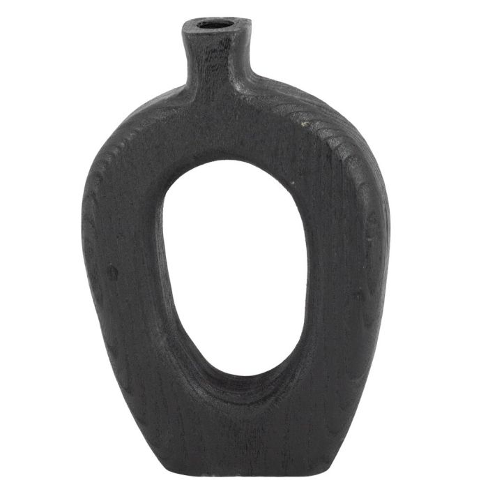 Houten donut vaas zwart