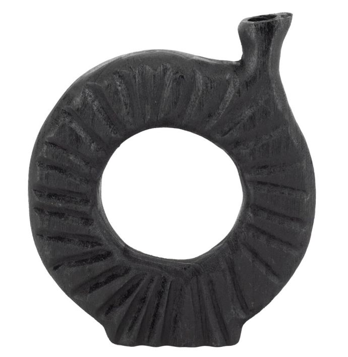 Houten donut vaas zwart