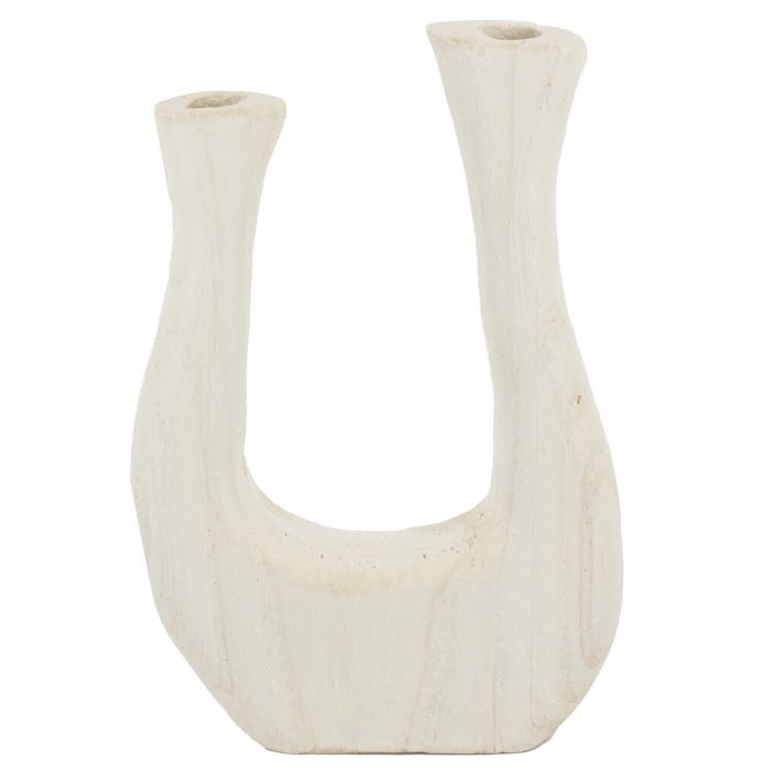 Houten organische vaas wit
