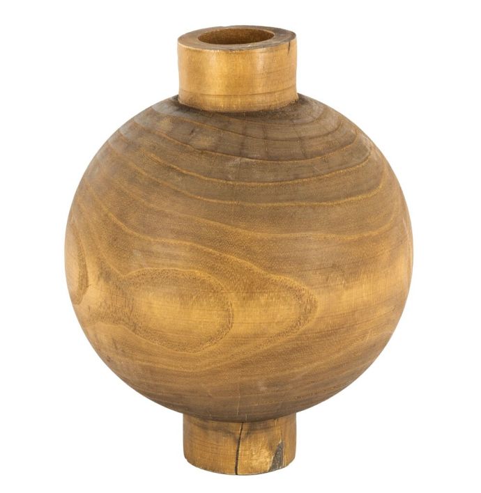 Houten ronde vaas walnut