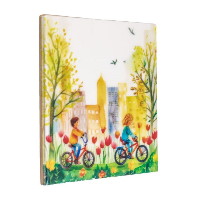 Tegeltje - Fiets kinderen