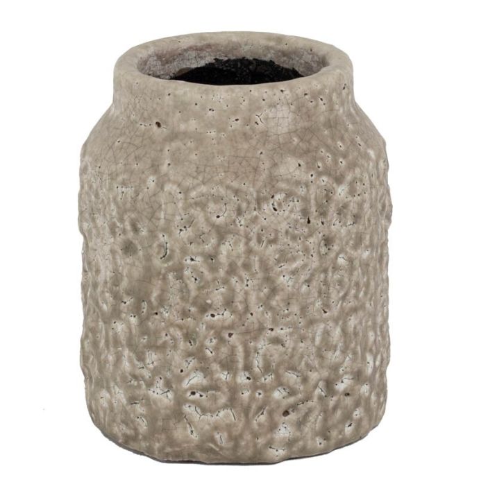 Aardewerk vaas flowers pink large