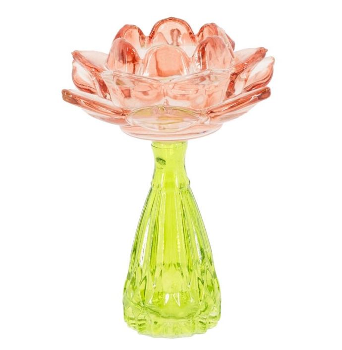 Waxinehouder bloem sandstone met groen