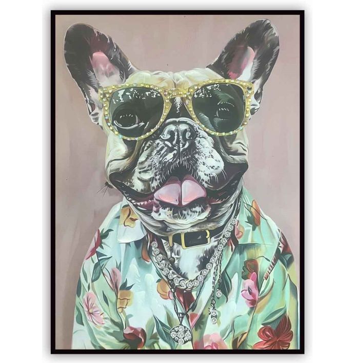 Schilderij cool dog 60x80cm