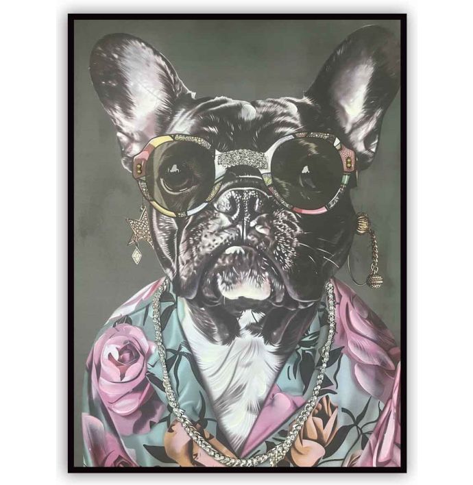 Schilderij cool pug 60x80cm