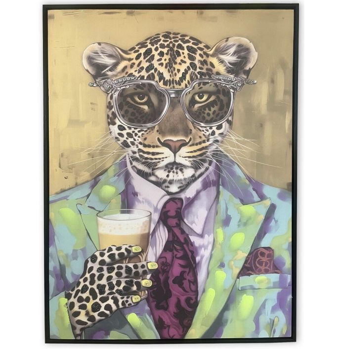 Schilderij latte cheetah 60x80cm