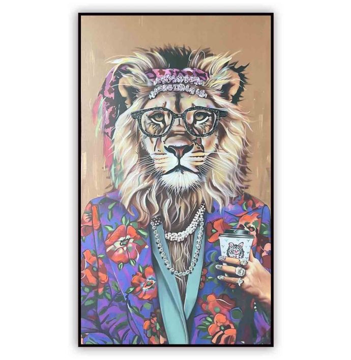 Schilderij coffee lion 70x120cm