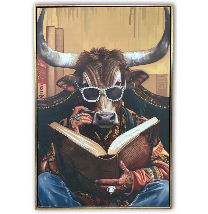Schilderij bull book 60x90cm