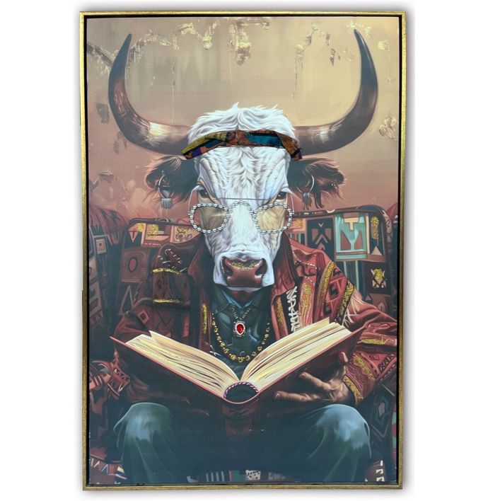 Schilderij bull book 60x90cm
