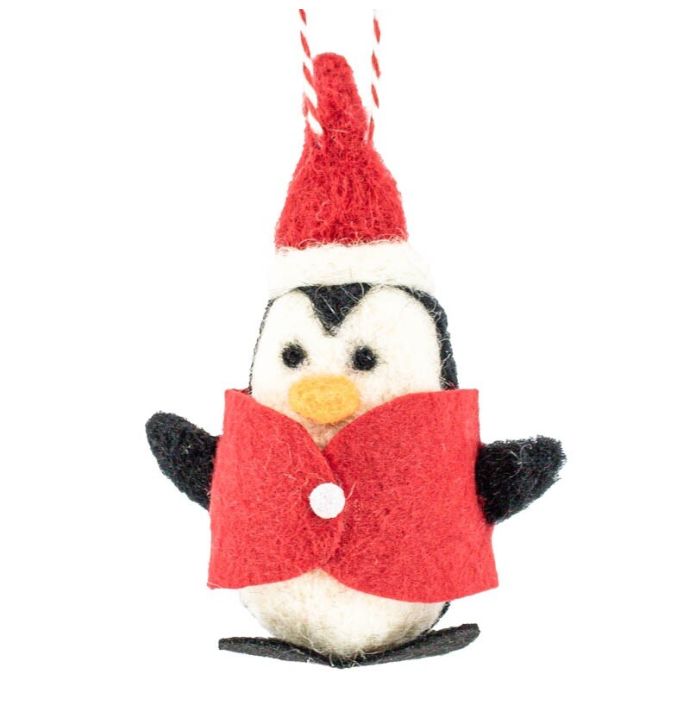 Wollen hanger pinguin kerstmuts