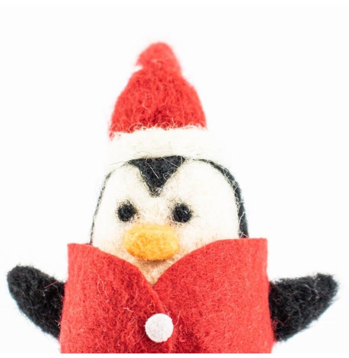 Wollen hanger pinguin kerstmuts