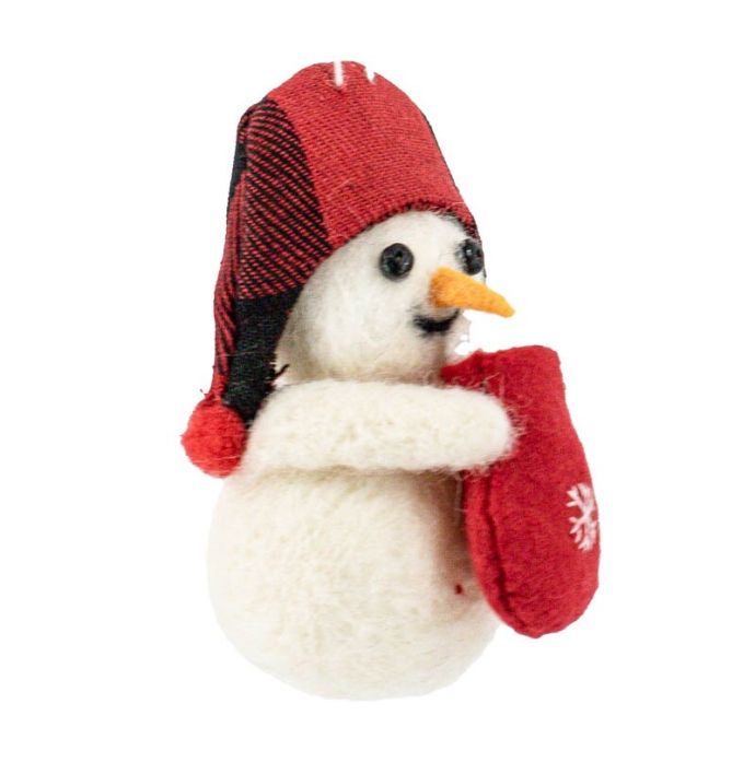 Wollen hanger sneeuwpop tas