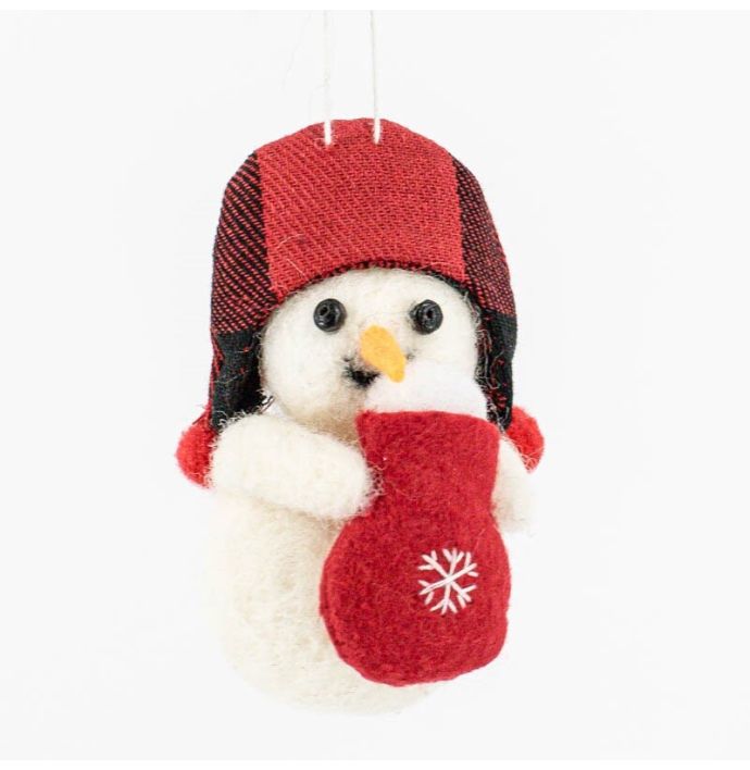 Wollen hanger sneeuwpop tas