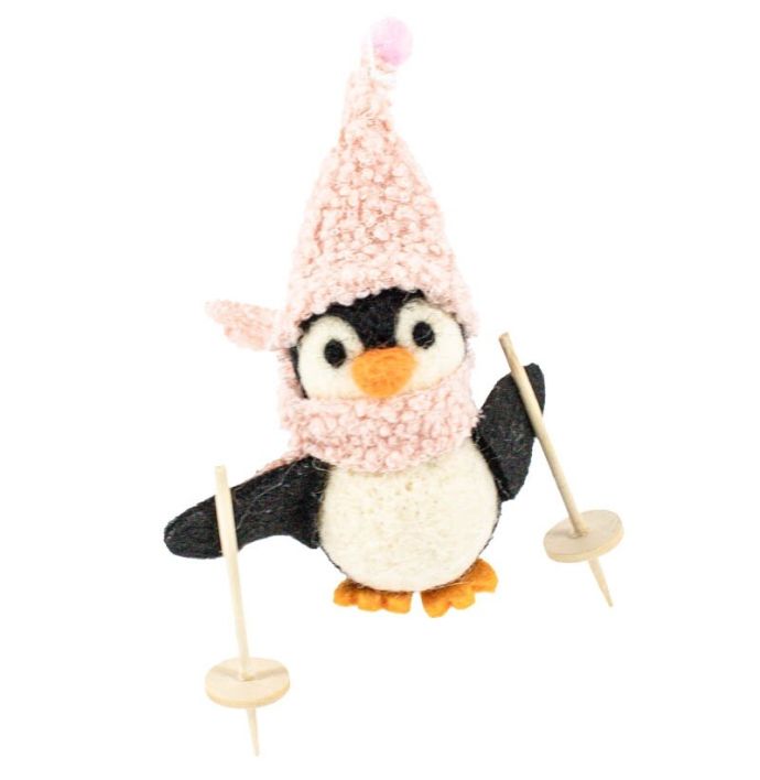 Wollen hanger pinguin stokken