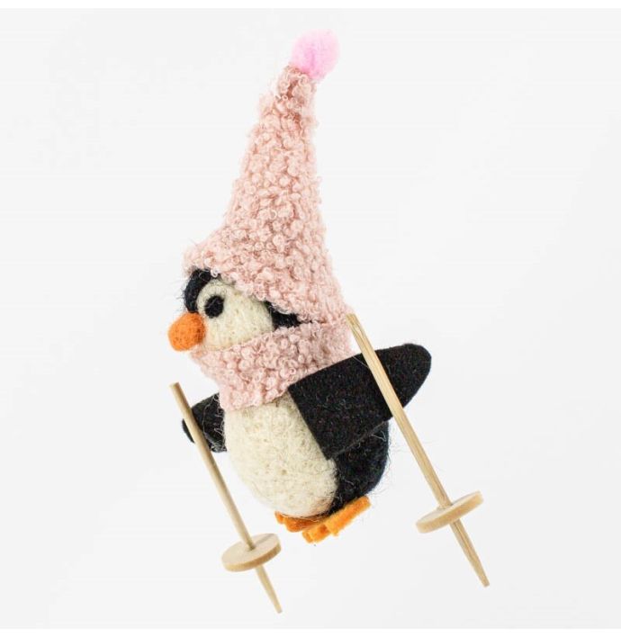 Wollen hanger pinguin stokken