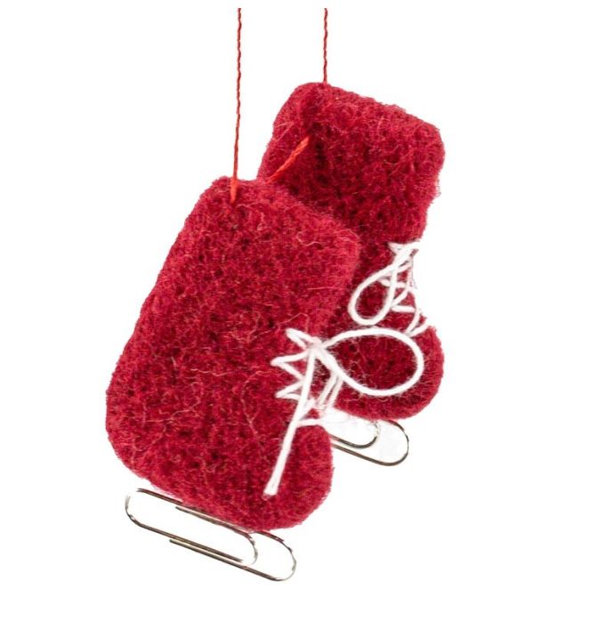Wollen hanger schaatsen rood