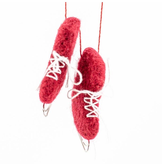 Wollen hanger schaatsen rood