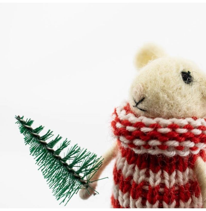 Wollen hanger muis kerstboom