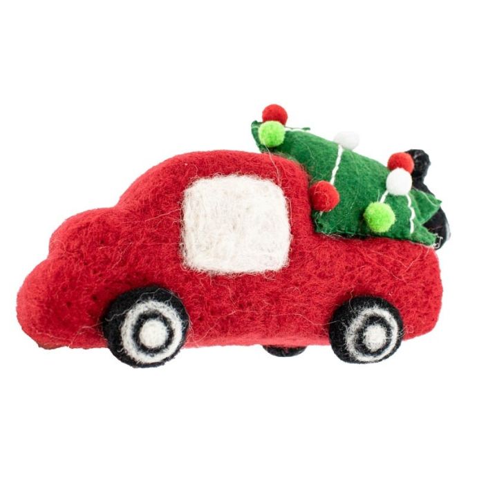 Wollen hanger truck kerstboom