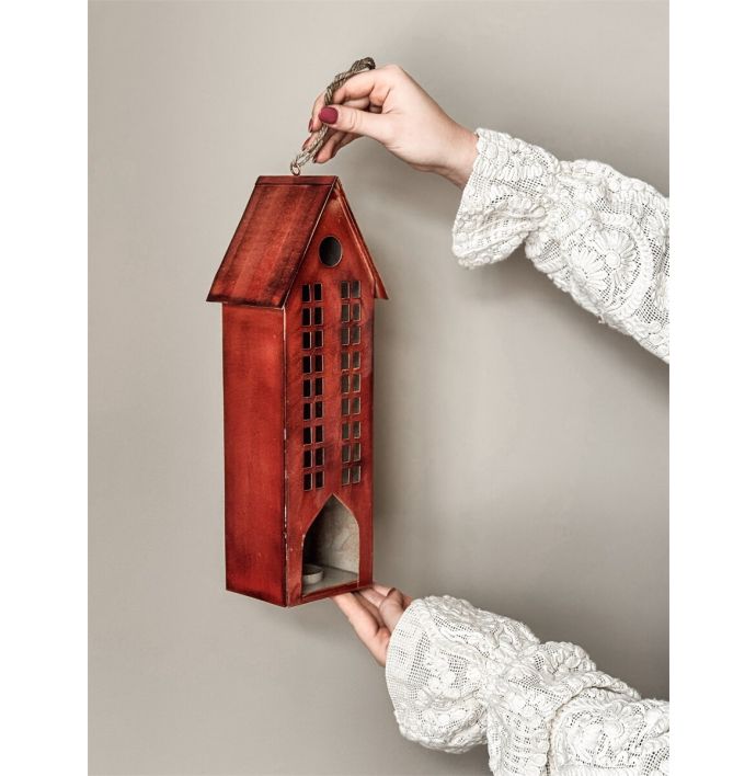 Metalen huis waxinehouder sienna