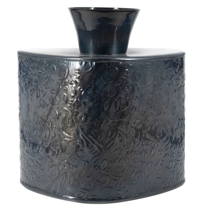 Metalen vaas driehoek blue stone 